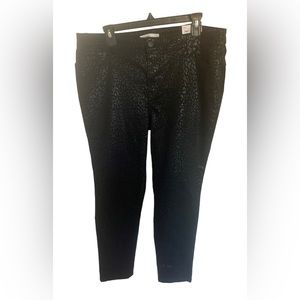 NINE WEST NWT Black glitter leopard print skinny jeans
